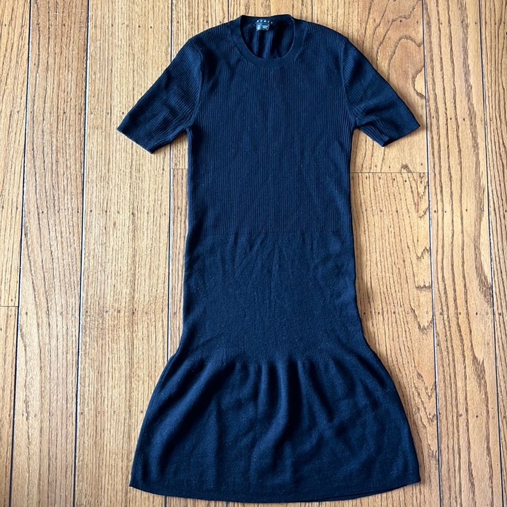 Theory Black Wool Dress P/xs